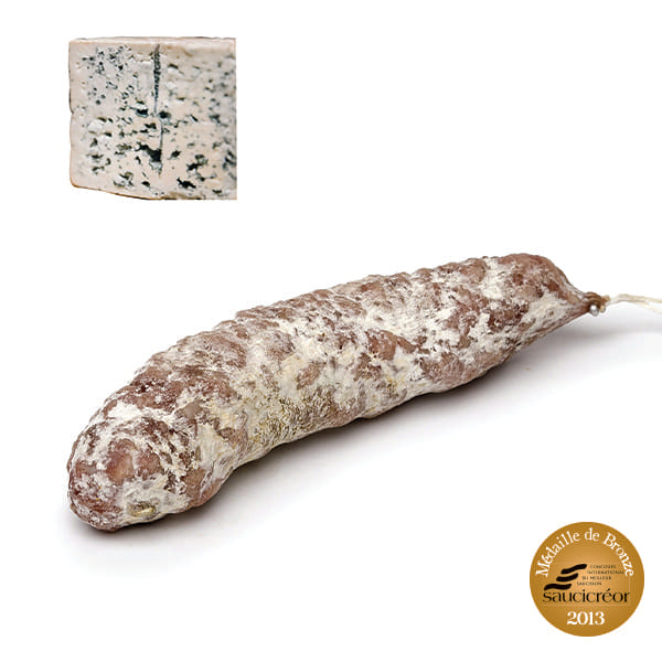 "Saucisson sec artisanal d'Auvergne au bleu d'Auvergne"