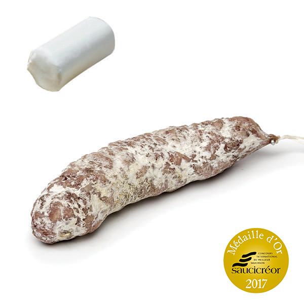 "Saucisson sec artisanal d'Auvergne au fromage de chévre"