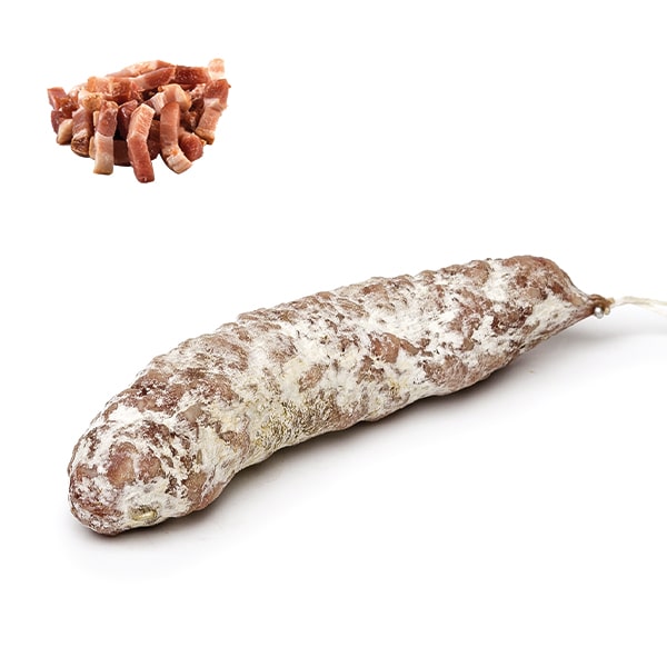"Saucisson sec artisanal d'Auvergne aux lardons fumés"