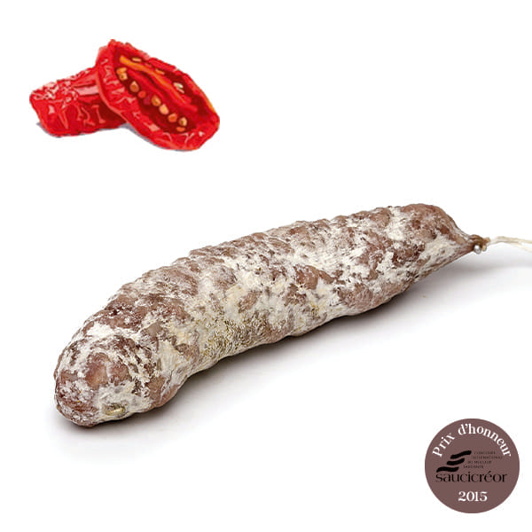 "Saucisson sec artisanal aux tomates séchées d'Auvergne"